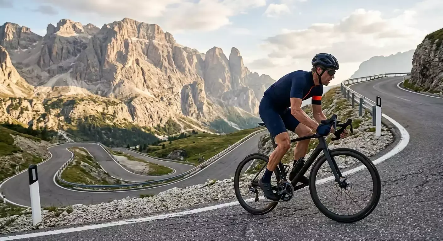 Radfahrer auf alpiner Bergetappe bei einer Grand Tour