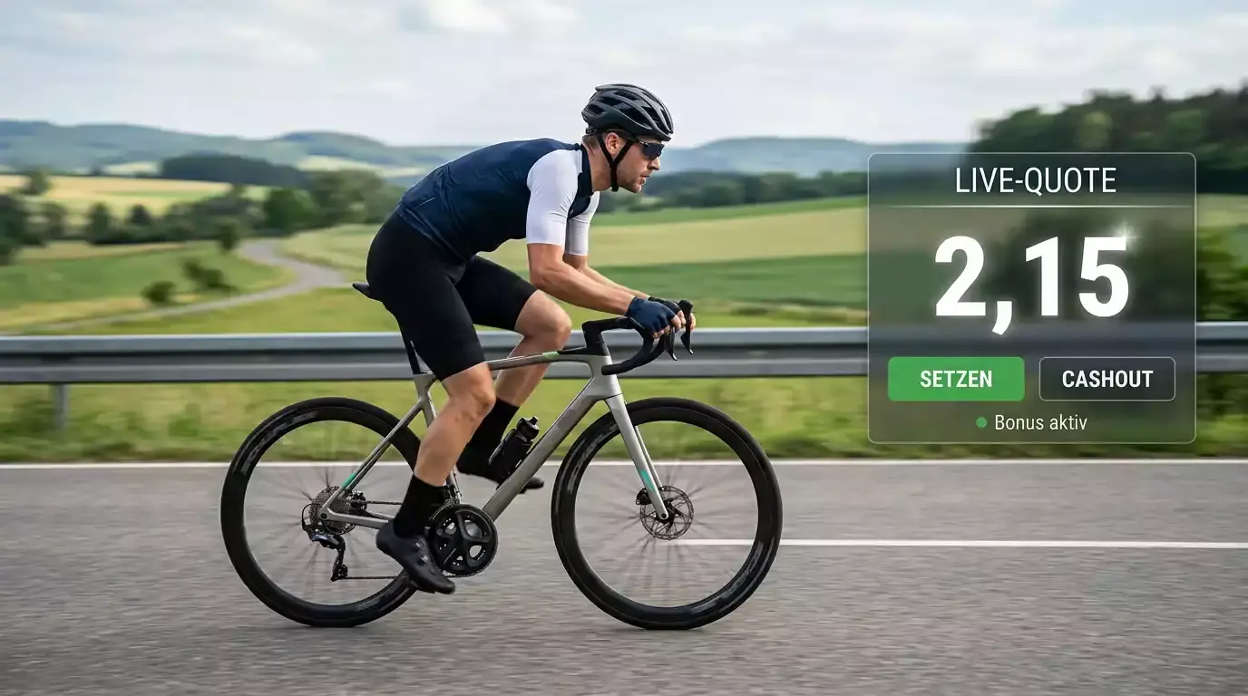 Radsport-Szene mit Wettsymbolik und Bonus-Konzept